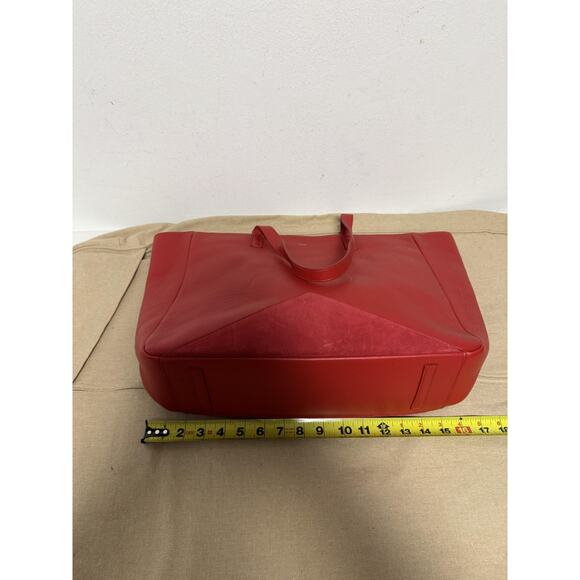 FACINE Tote Bag Womens Red Leather Suede Trim Zip Top Shoulder Made in Italy - Picture 3 of 13